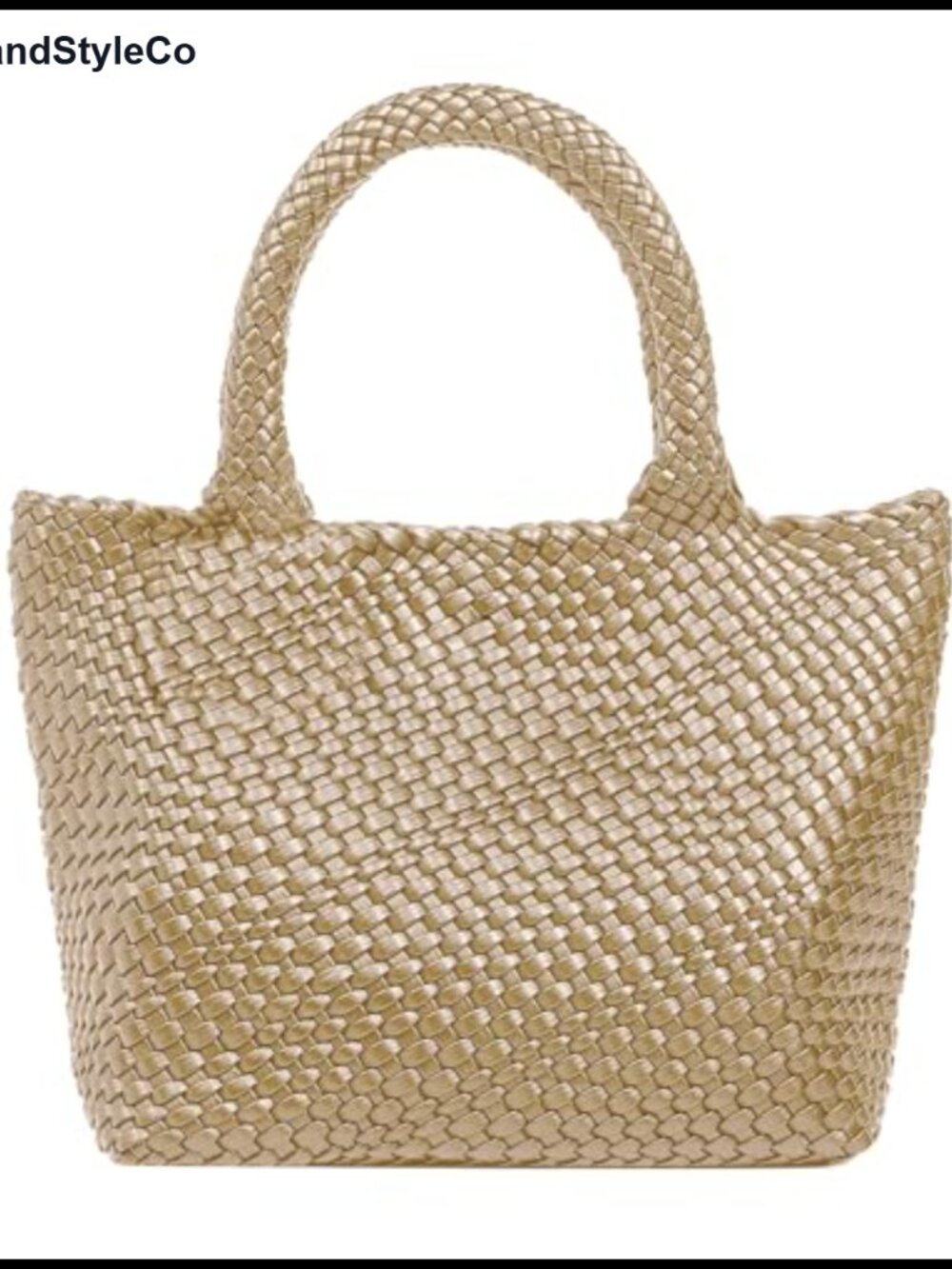Vintage Vegan Leather Woven Shoulder Bag Large Laptop Tote